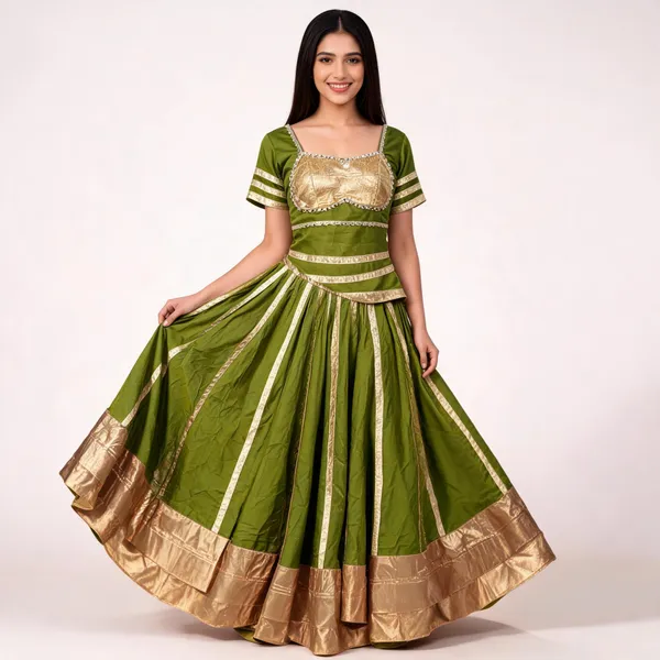 Green_Rayon_Lehenga_Choli_For_Women