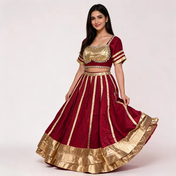 Maroon_Rayon_Lehenga_Choli_For_Women