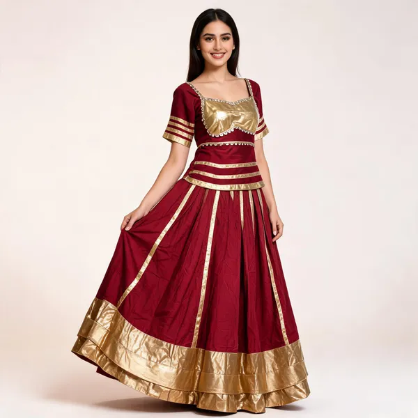 Maroon_Rayon_Lehenga_Choli_For_Women