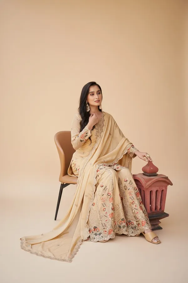 Cream_Chinon_Embroidered_Straight_Kurta_Palazzo_Set_With_Dupatta