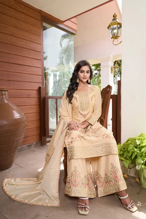 Cream_Embroidered_Chinon_Straight_Kurta_Palazzo_Set_With_Dupatta