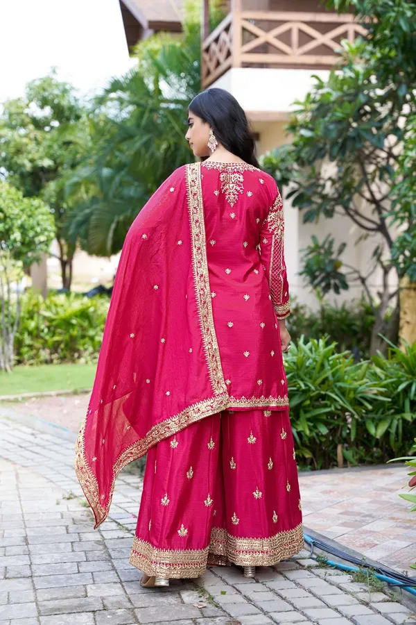 Pink_Embroidered_Chinon_Straight_Kurta_Palazzo_Set_With_Dupatta