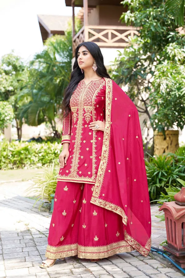 Pink_Embroidered_Chinon_Straight_Kurta_Palazzo_Set_With_Dupatta