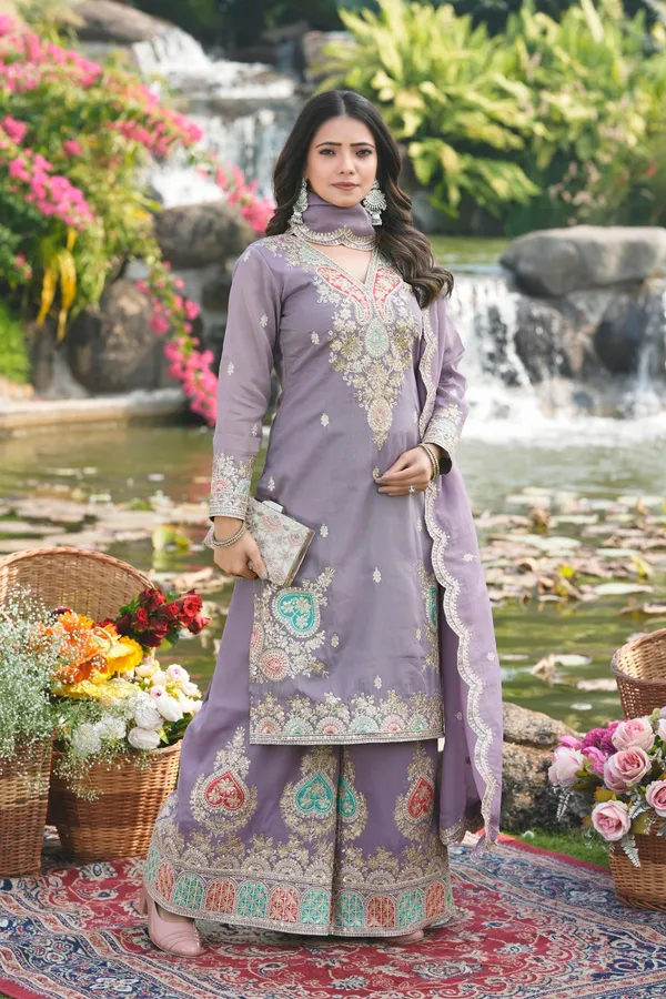 Elegant_Lavender_Organza_Embroidered_Kurta_Palazzo_Set