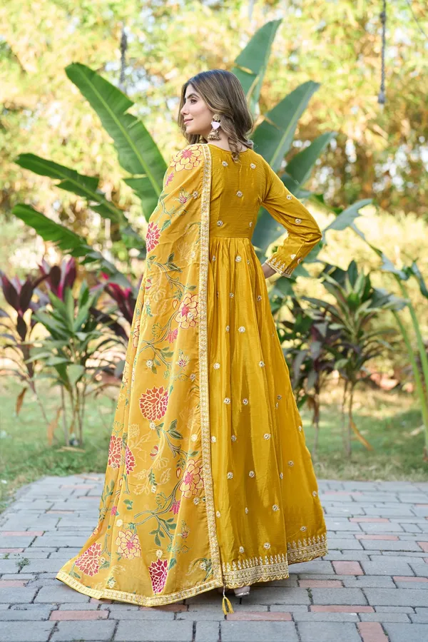 Radiant_Yellow_Chinon_Embroidered_A-Line_Gown_With_Floral_Organza_Dupatta