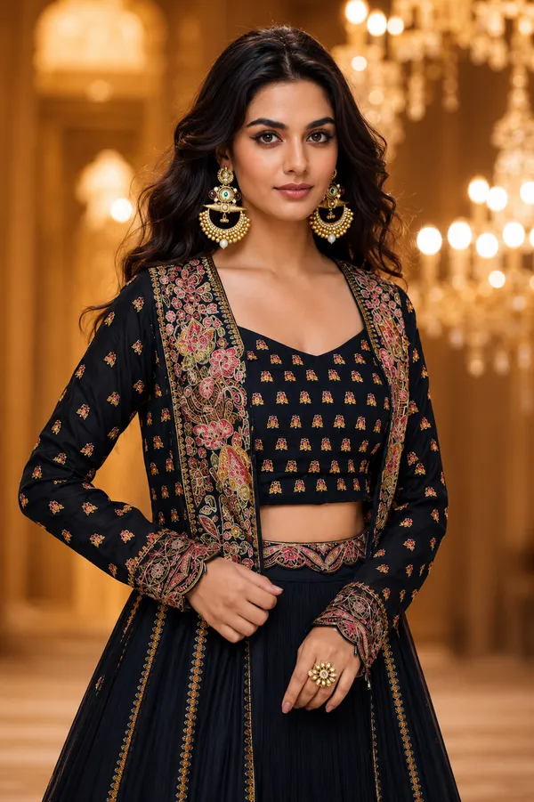 Royal_Blue_Embroidered_Chinon_Lehenga_Choli_With_Designer_Jacket
