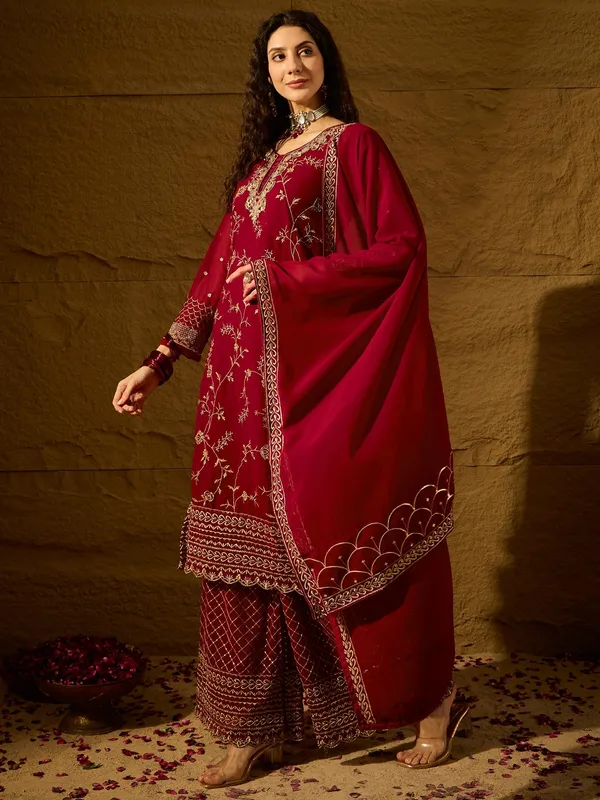 Womens_Maroon_Embroidered_Faux_Georgette_Kurta_Palazzo_Set_With_Dupatta
