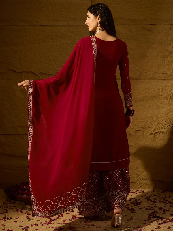 Womens_Maroon_Embroidered_Faux_Georgette_Kurta_Palazzo_Set_With_Dupatta
