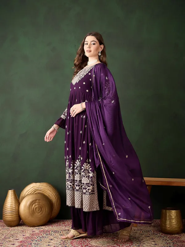 Womens_Purple_Embroidered_Faux_Georgette_Kurta_Sharara_Set_With_Dupatta