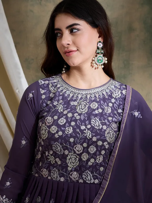Enchanting_Purple_Embroidered_Faux_Georgette_Lehenga_Kurta_Set_With_Dupatta