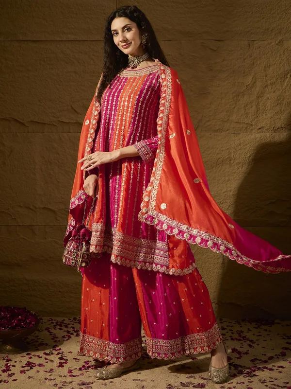 Elegant_Embroidered_Flared_Top_Kurta_Palazzo_Set_With_Round_Neck_And_Regular_Sleeves
