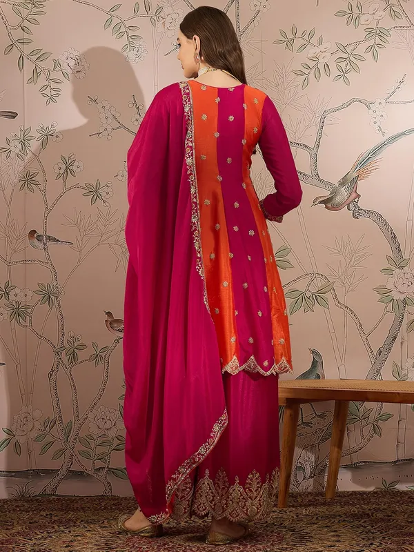 Pink_Chinon_Embroidered_Flared_Kurta_Palazzo_Set_With_Dupatta