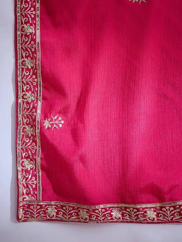 Pink_Chinon_Embroidered_Kurta_Palazzo_Set_With_Round_Neck_Flared_Top_And_Dupatta_For_Women