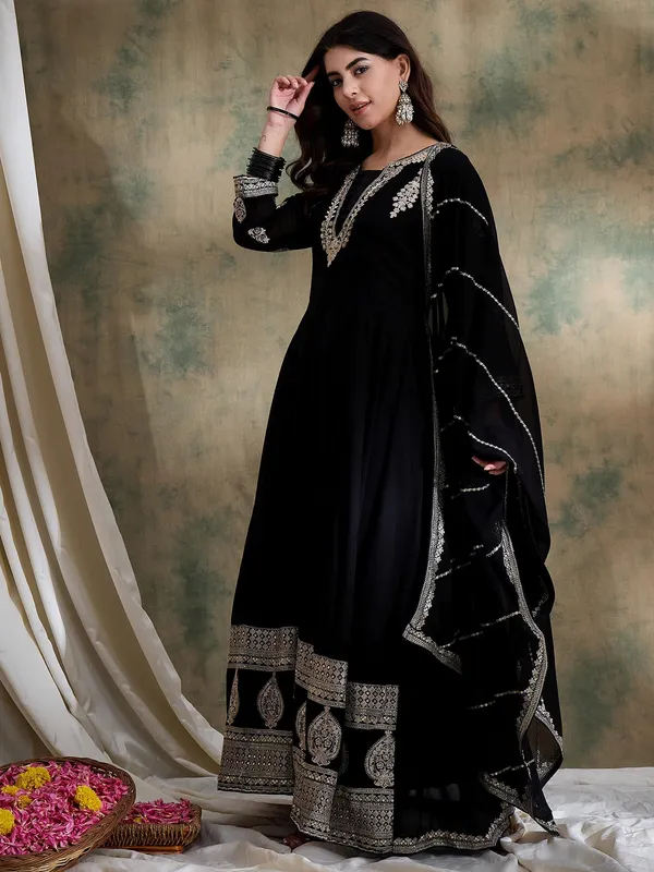 Exquisite_Black_Embroidered_Faux_Georgette_Anarkali_Gown_With_Dupatta_|_Miss_Ethnik
