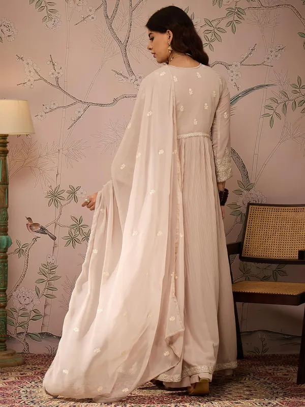 Radiant_Peach_Embroidered_Faux_Georgette_Anarkali_Lehenga_Set_With_Dupatta
