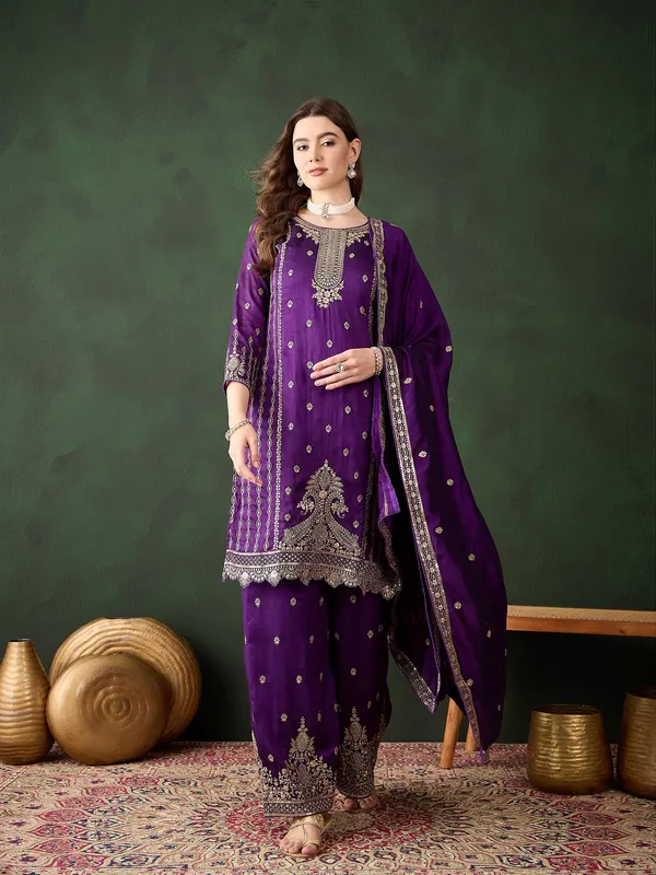 Majestic_Purple_Embroidered_Vichitra_Silk_Kurta_Palazzo_Set_With_Dupatta
