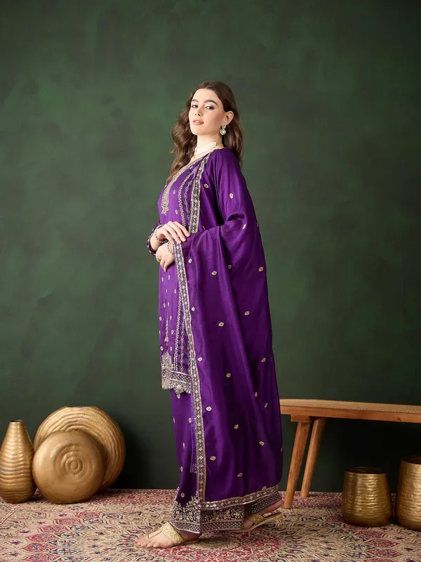 Majestic_Purple_Embroidered_Vichitra_Silk_Kurta_Palazzo_Set_With_Dupatta