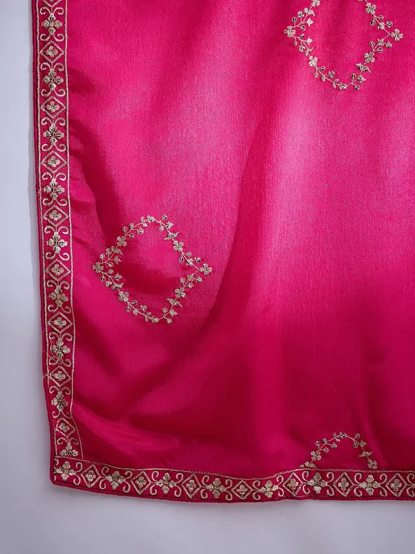 Pink_Embroidered_Chinon_Flared_Kurta_Palazzo_Set_With_Dupatta