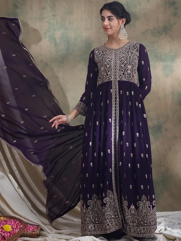 Embroidered_Anarkali_Kurta_Lehenga_Set_With_Dupatta