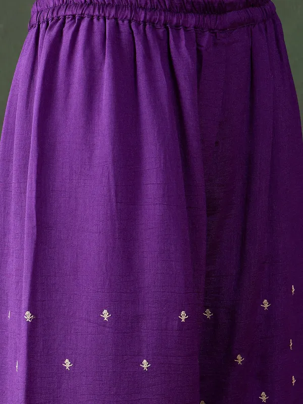 Vibrant_Pink_And_Purple_Embroidered_Vichitra_Silk_Kurta_Palazzo_Set_With_Dupatta