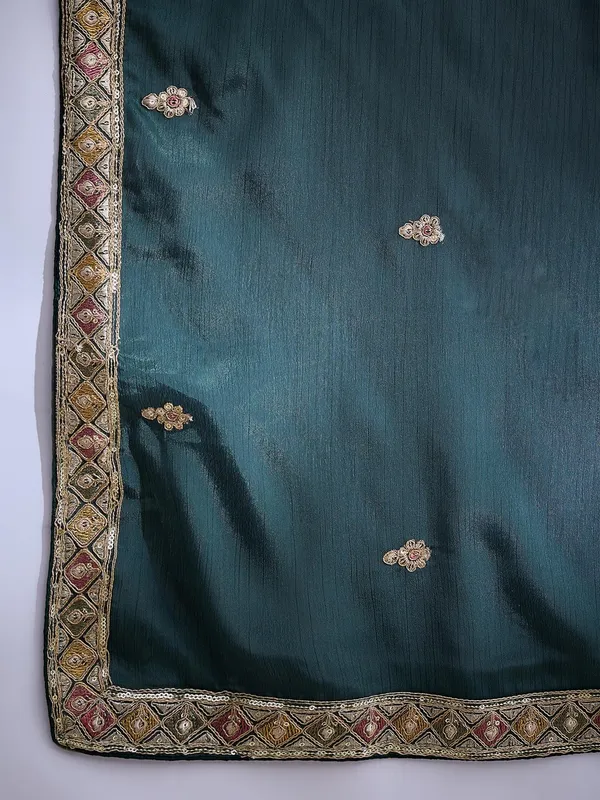 Resplendent_Green_Embroidered_Chinon_Kurta_Palazzo_Set_With_Dupatta