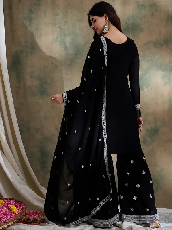Striking_Black_Embroidered_Faux_Georgette_Kurta_Sharara_Set_With_Dupatta