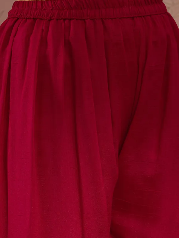 Dark_Pink_Vichitra_Silk_Kurta_Palazzo_Set_With_Embroidered_Dupatta