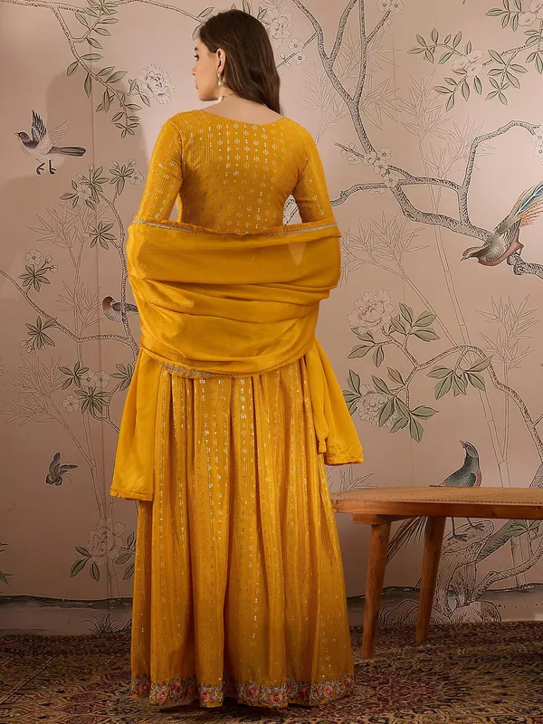 Radiant_Yellow_Chinon_Embroidered_Kurta_And_Lehenga_Set