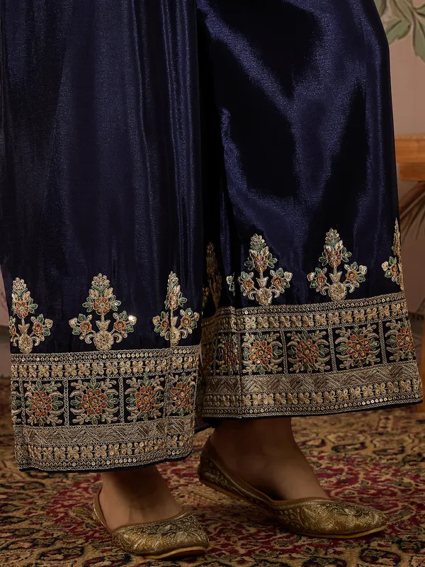 Regal_Blue_Embroidered_Chinon_Kurta_Palazzo_Set_With_Dupatta