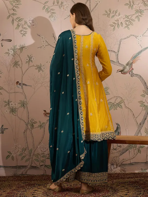 Exquisite_Yellow_And_Teal_Chinon_Embroidered_Anarkali_Set