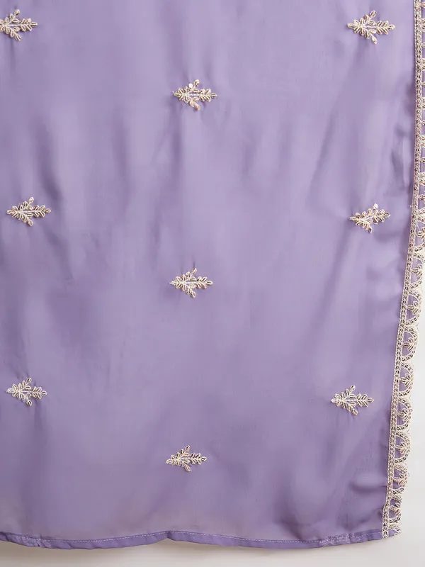 Light_Purple_Faux_Georgette_Anarkali_Kurta_With_Lehenga_And_Dupatta