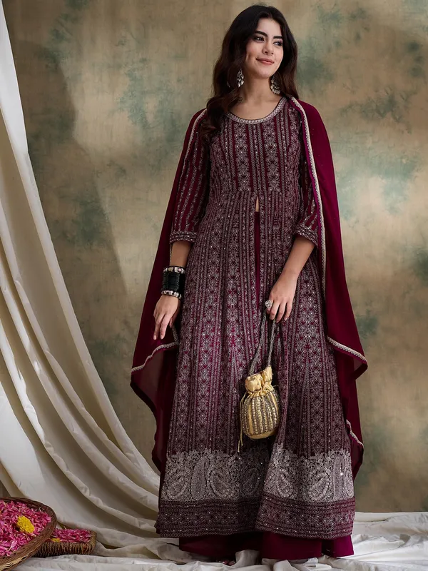 Majestic_Purple_Faux_Georgette_Embroidered_Anarkali_Lehenga_Set