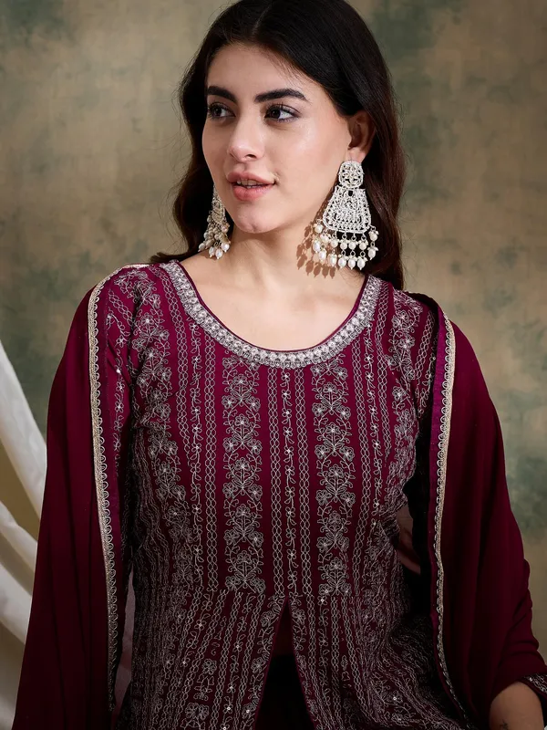Majestic_Purple_Faux_Georgette_Embroidered_Anarkali_Lehenga_Set