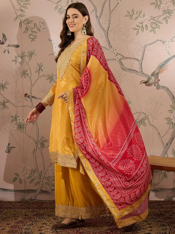Meymeric_Embroidered_Chinon_Bandhani_Kurta_Palazzo_Set_With_Dupatta