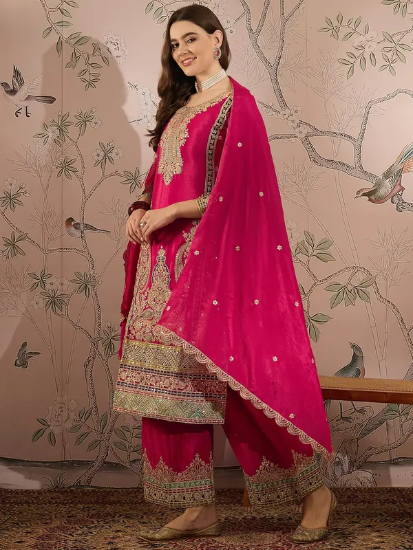 Exquisite_Pink_Chinon_Embroidered_Kurta_And_Palazzo_Set