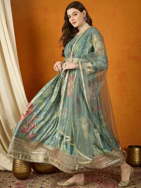 Ethereal_Green_Floral_Printed_And_Embroidered_Chinon_Anarkali_Gown_With_Net_Dupatta