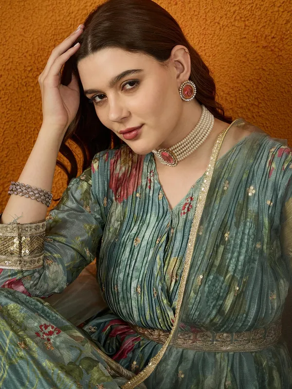 Ethereal_Green_Floral_Printed_And_Embroidered_Chinon_Anarkali_Gown_With_Net_Dupatta