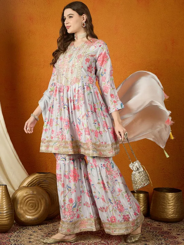 Charming_Floral_Printed_And_Embroidered_Chinon_Kurta_Sharara_Set_With_Dupatta