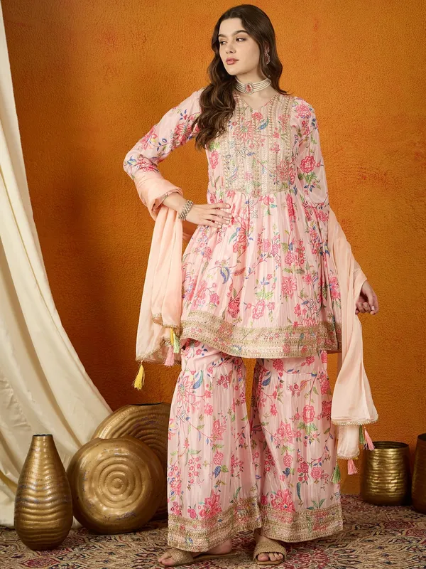 Charming_Floral_Printed_And_Embroidered_Chinon_Kurta_Sharara_Set_With_Dupatta