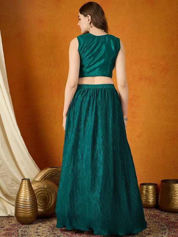 Resplendent_Green_Embroidered_Chinon_Lehenga_Choli_With_Long_Jacket