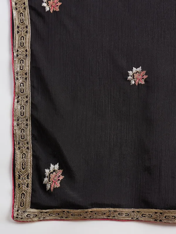 Captivating_Black_Floral_Embroidered_Chinon_Kurta_Palazzo_Set_With_Dupatta