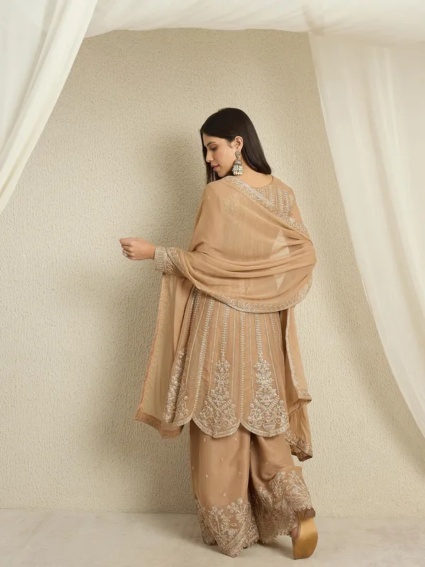 Elegant_Coffee_Georgette_Embroidered_A-Line_Kurta_And_Palazzo_Set
