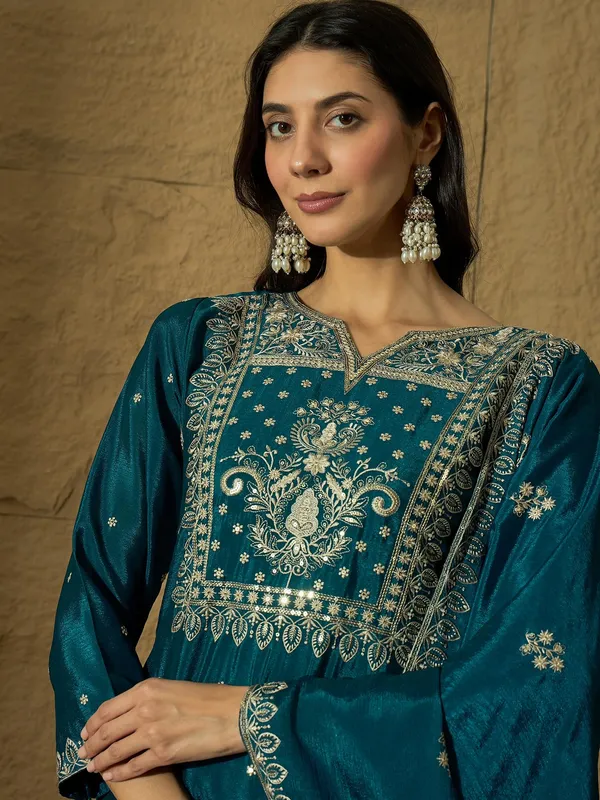 Opulent_Rama_Embroidered_Chinon_Straight_Kurta_Palazzo_Set_With_Dupatta