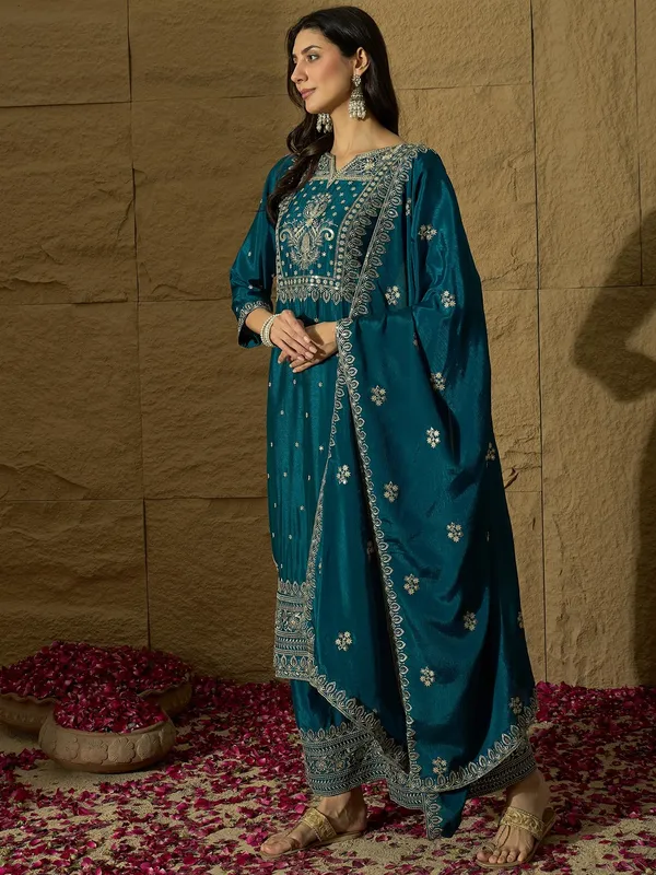 Opulent_Rama_Embroidered_Chinon_Straight_Kurta_Palazzo_Set_With_Dupatta