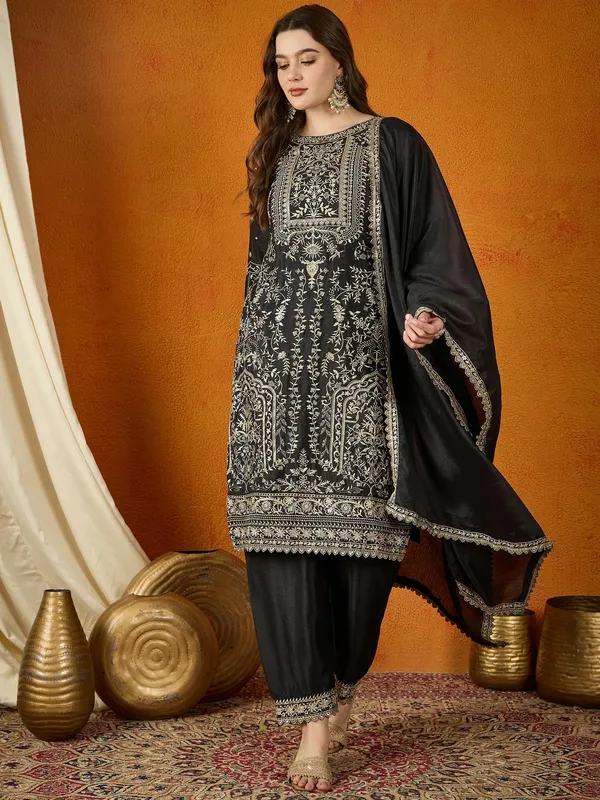 Midnight_Black_Embroidered_Chinon_Straight_Kurta_Palazzo_Set_With_Dupatta