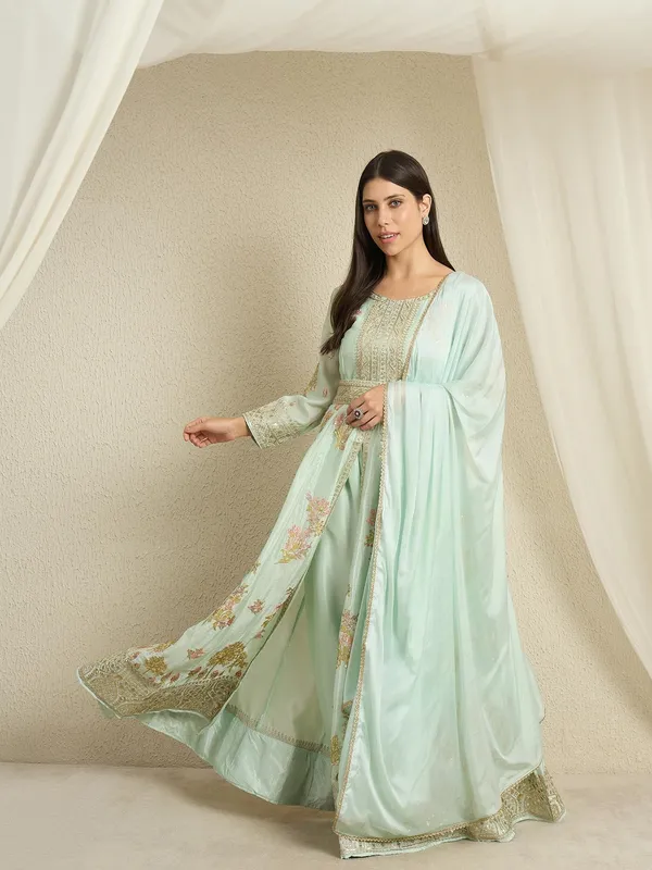 Serene_Pista_Embroidered_Chinon_Front-Slit_Anarkali_Kurta_Pant_Set_With_Dupatta