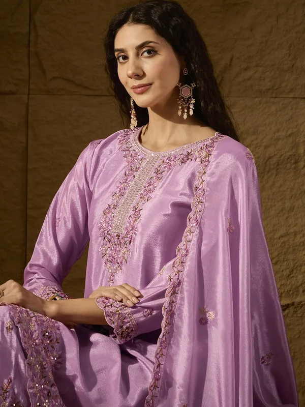 Dainty_Light_Pink_Embroidered_Chinon_Kurta_Palazzo_Set_With_Dupatta