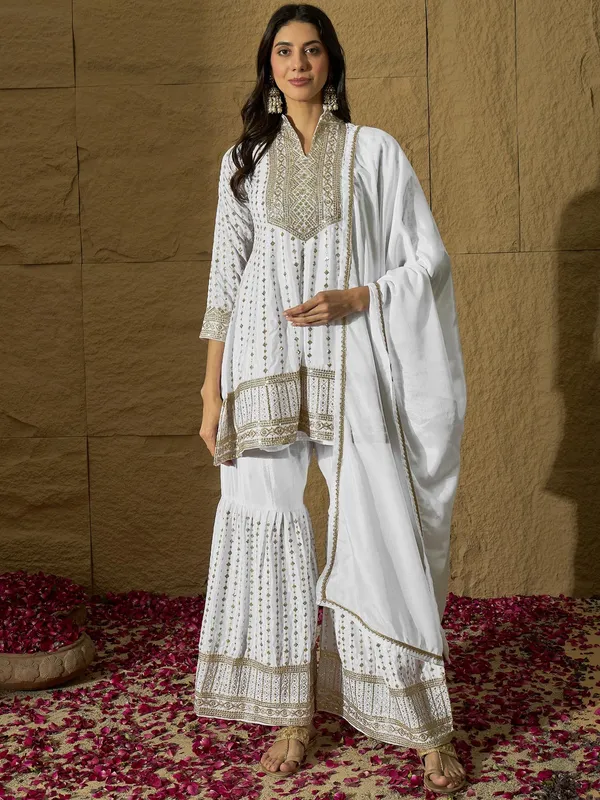 Exquisite_White_Chinon_Embroidered_Kurta_Sharara_Set