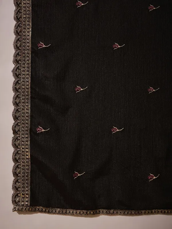 Black_Embroidered_A-Line_Kurti_Palazzo_|_Round_Neck_|_Above_Knee