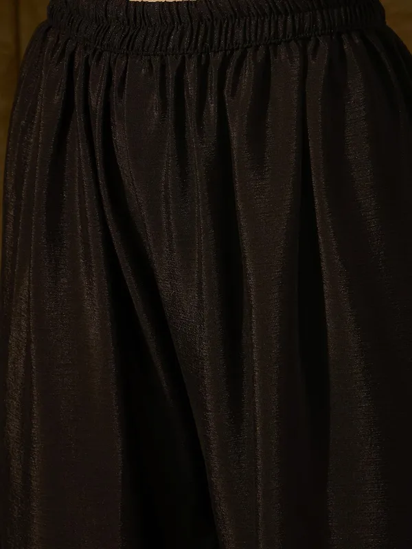 Black_Embroidered_A-Line_Kurti_Palazzo_|_Round_Neck_|_Above_Knee